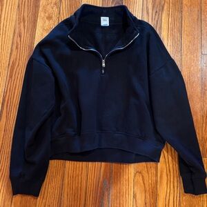 PINK Victoria's Secret Black Quarter Zip Pullover with Pockets